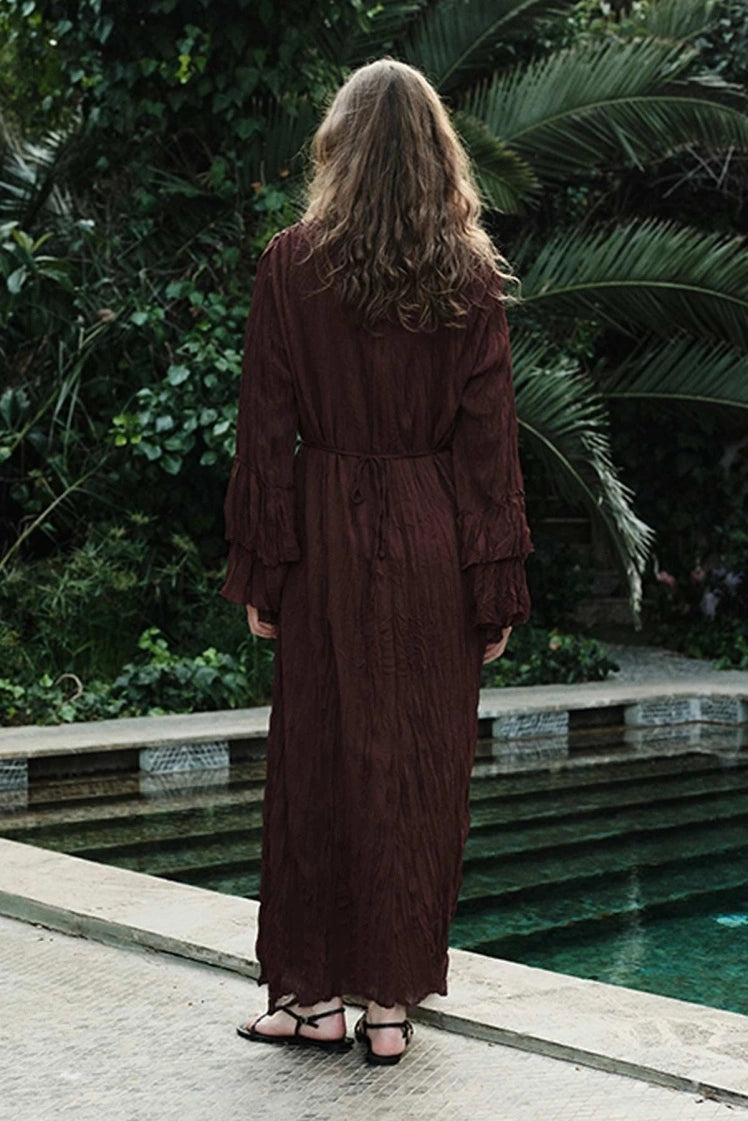 Ruffle Dress Brown