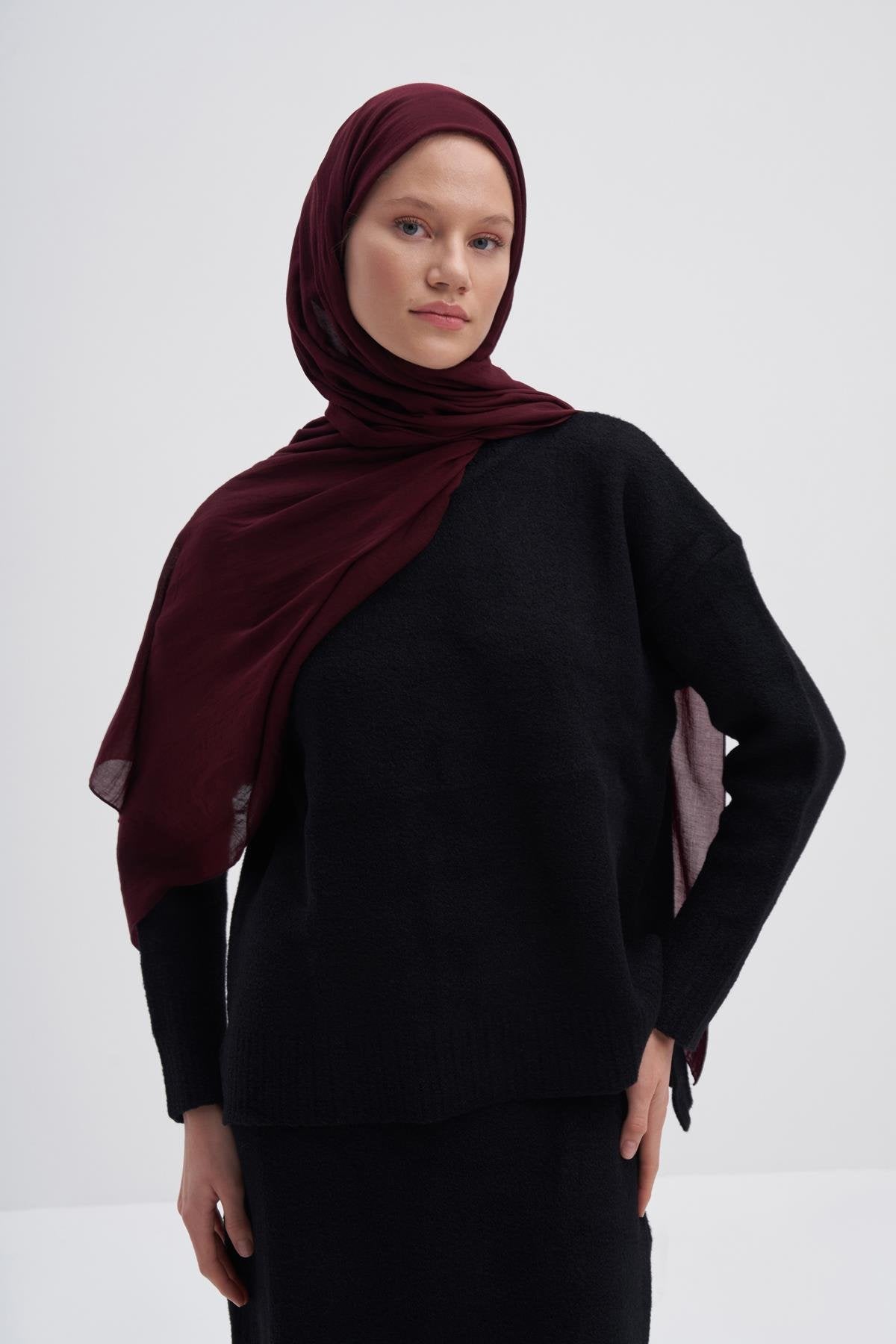 Organic Crinkled Scarf Dark Burgundy