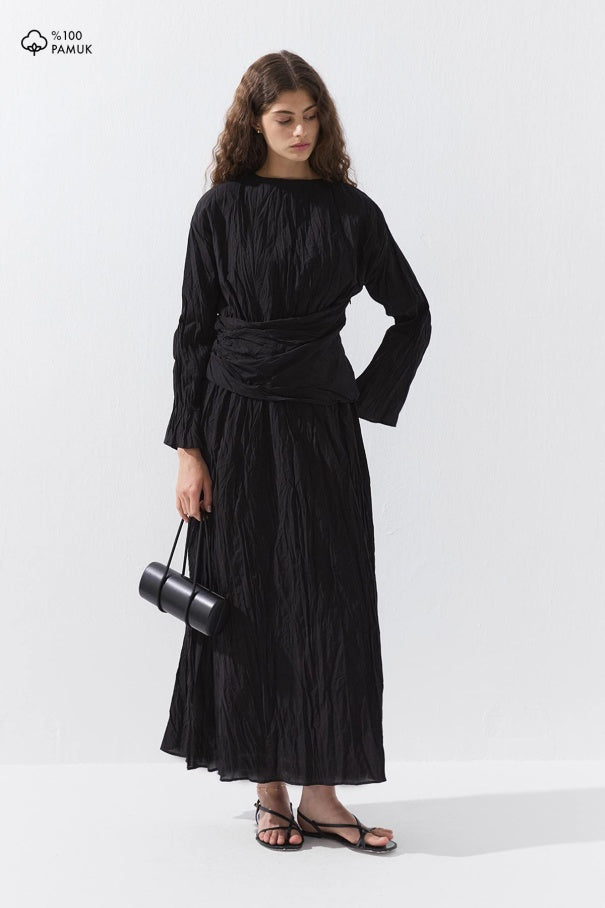 Crinkle Dress Black