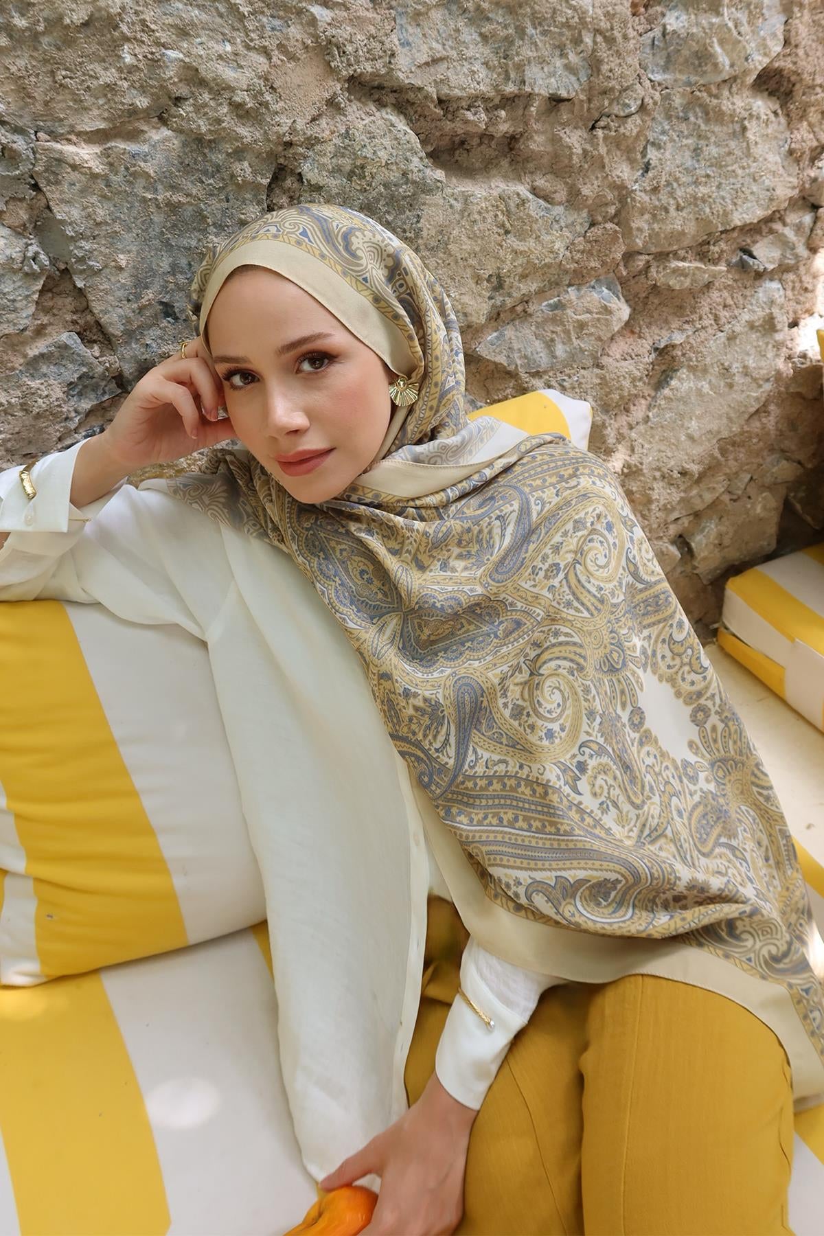 Nilla Cotton Scarf Ravena Lemon