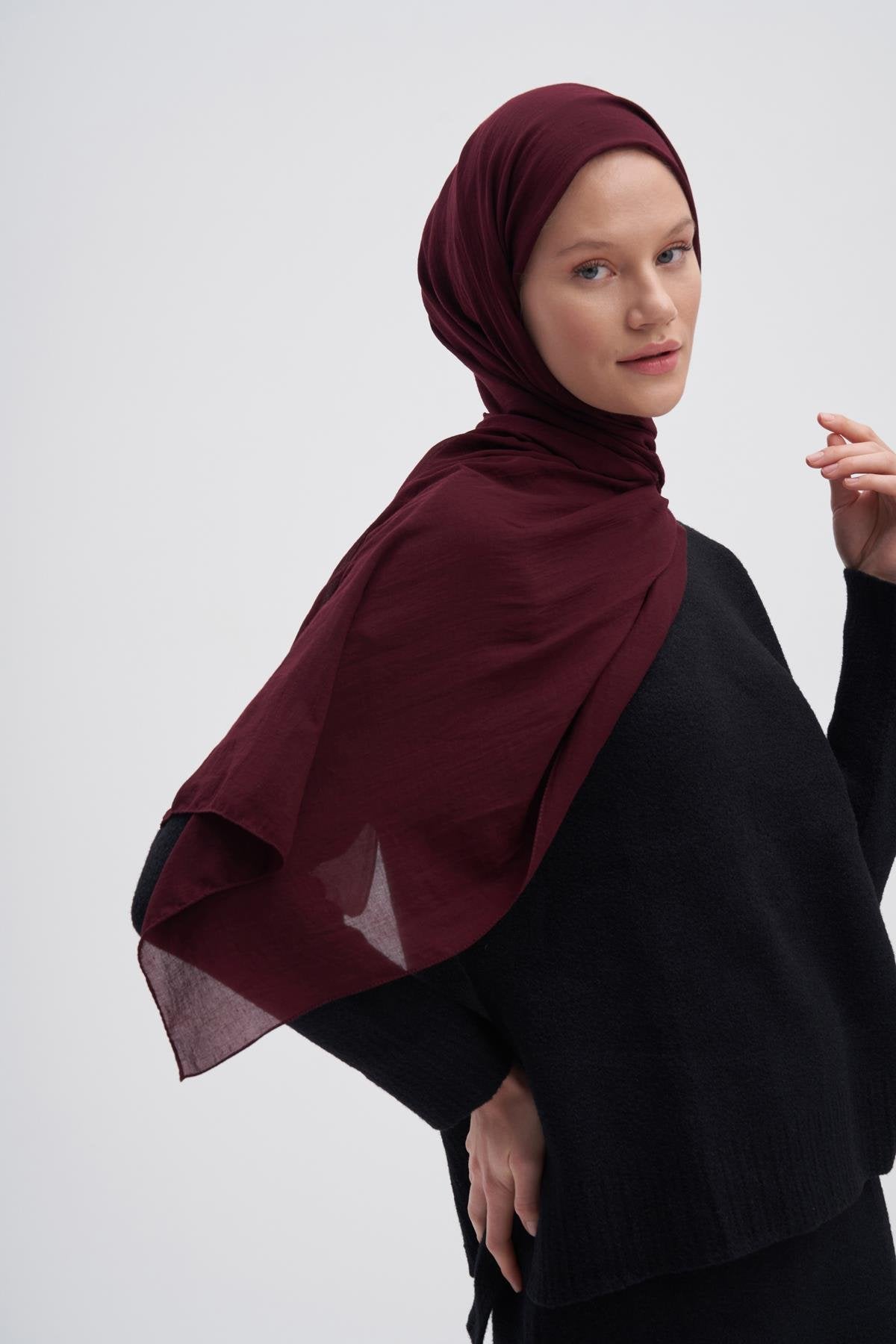 Organic Crinkled Scarf Dark Burgundy