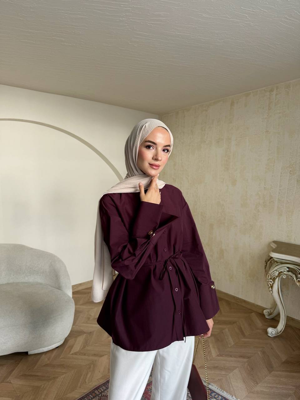 Wide-cuff Shirt burgundy