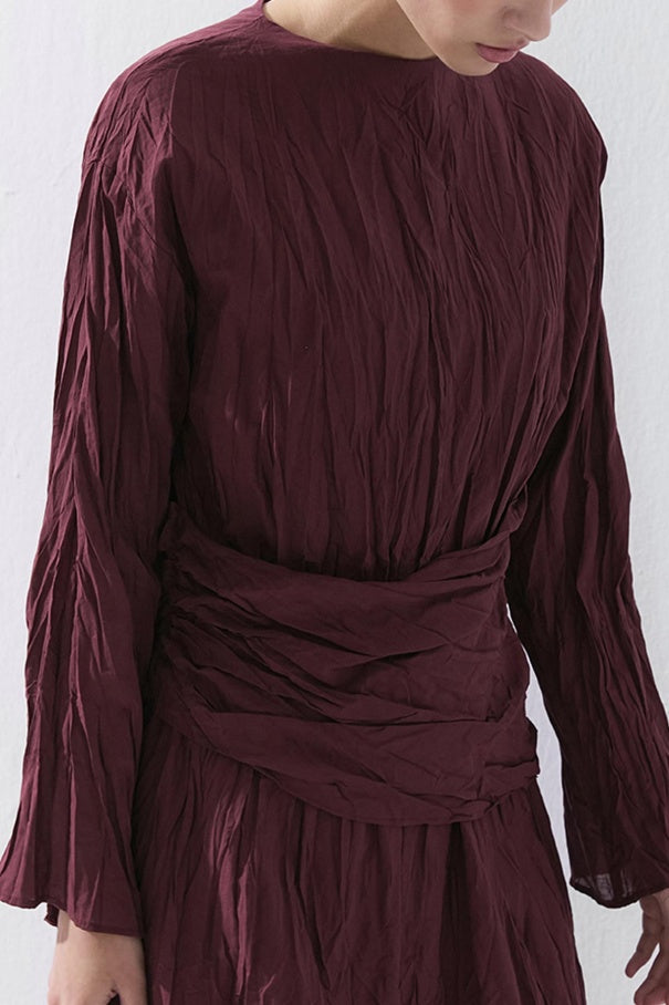 Crinkle Dress Burgundy