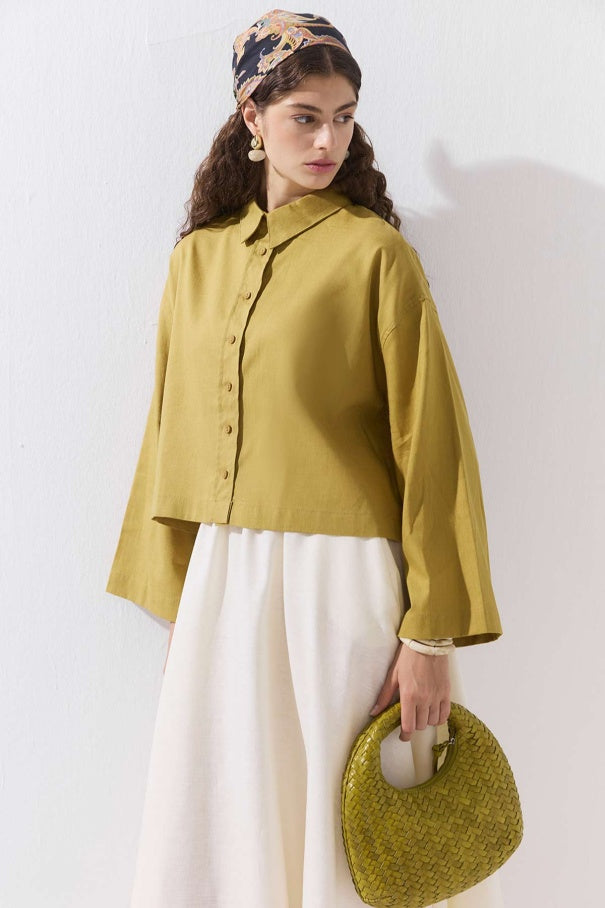 Linen Blend Shirt Saffron