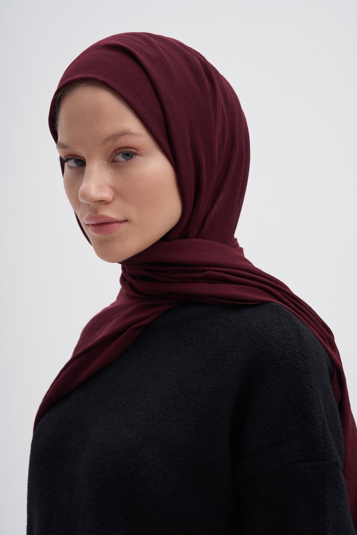 Organic Crinkled Scarf Dark Burgundy