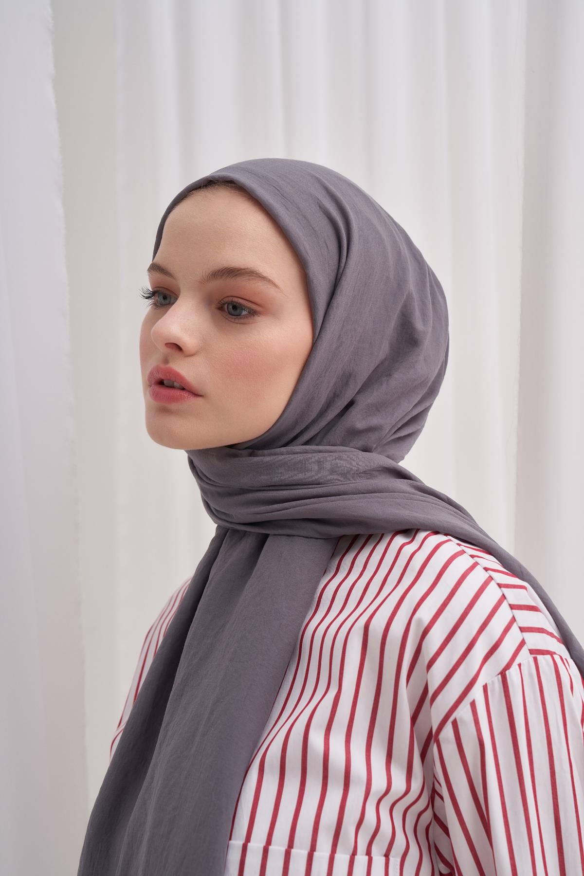 Organic Crinkled Scarf Grey