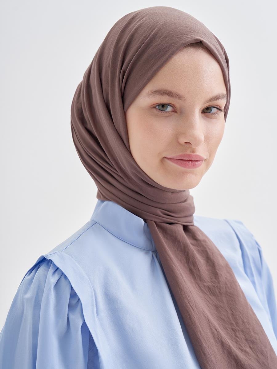 Organic Crinkled Scarf Soft Brown