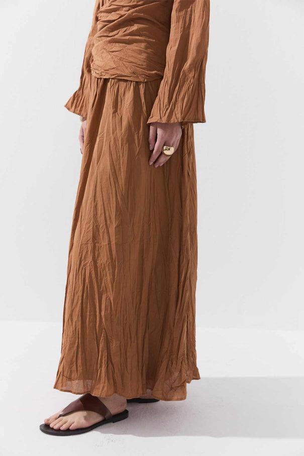 Crinkle Dress Cognac