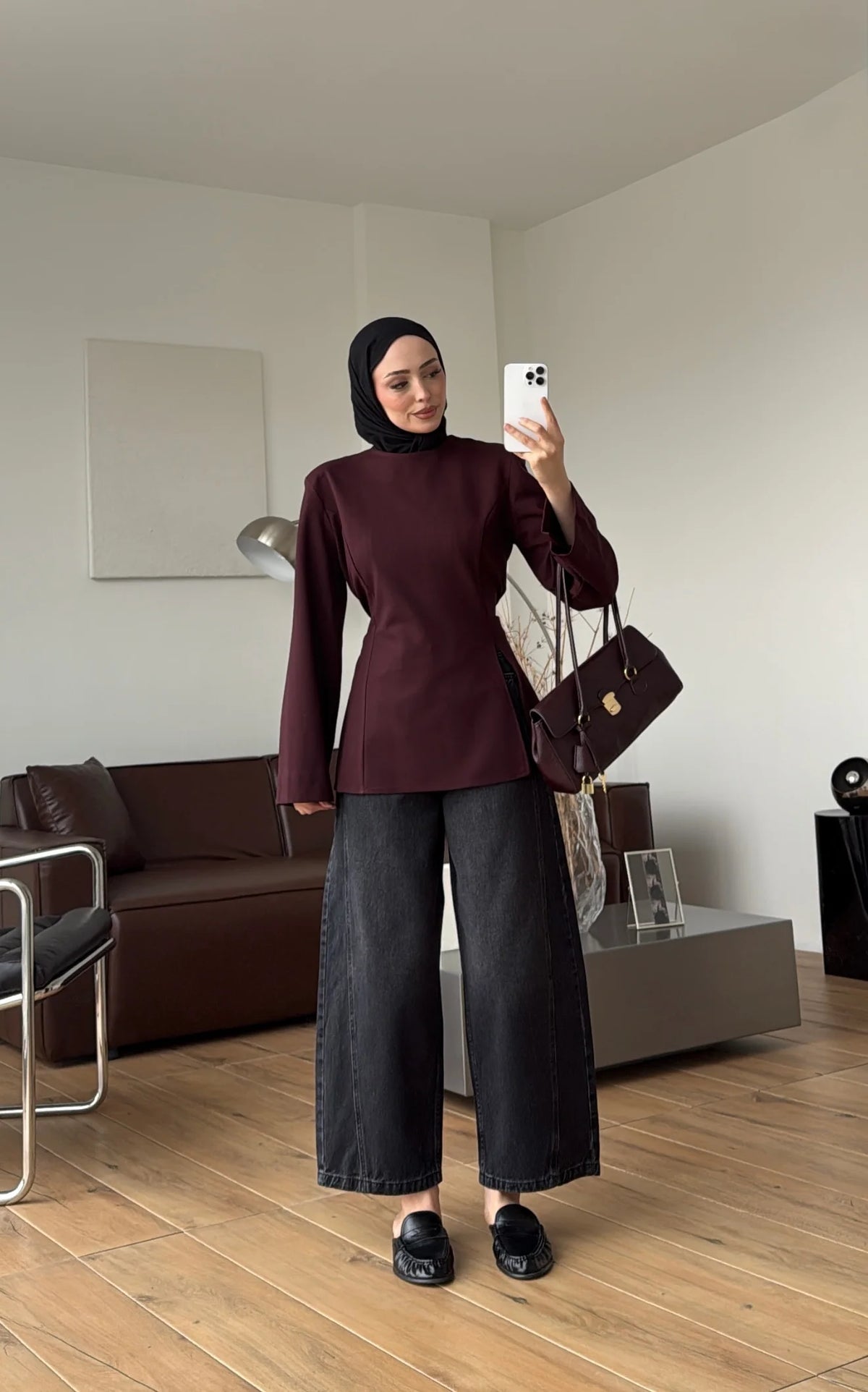 Blouse with Shoulder Pads and Slit Detail