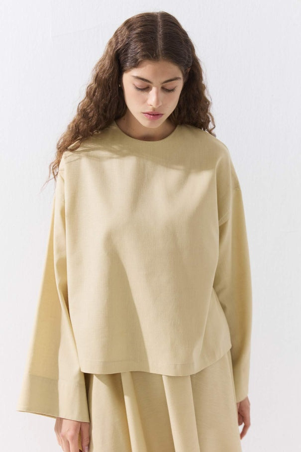 Cape Detail Blouse Beige