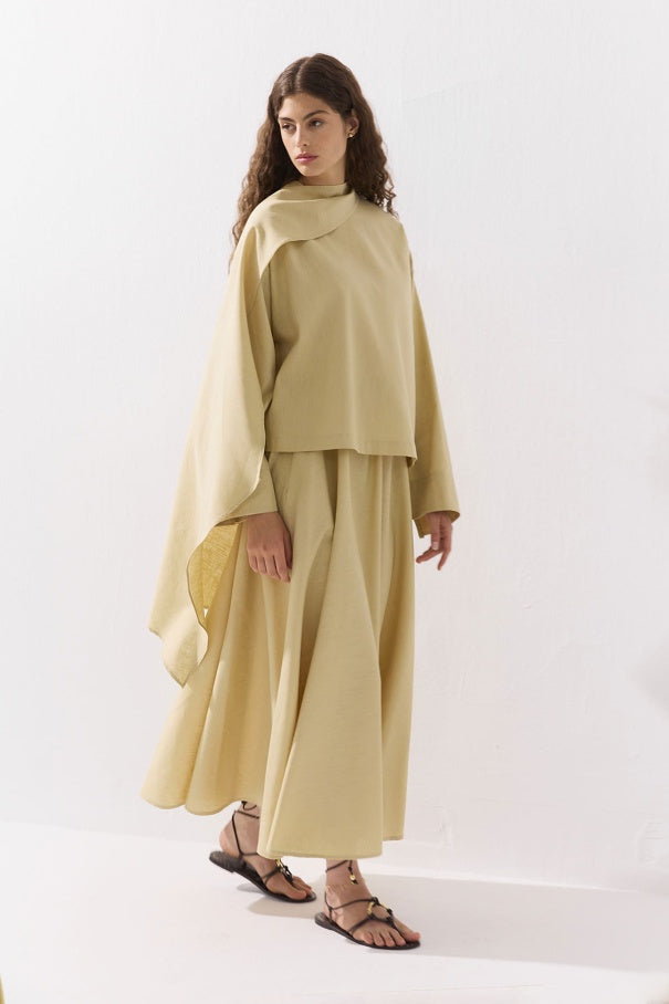 Cape Detail Blouse Beige