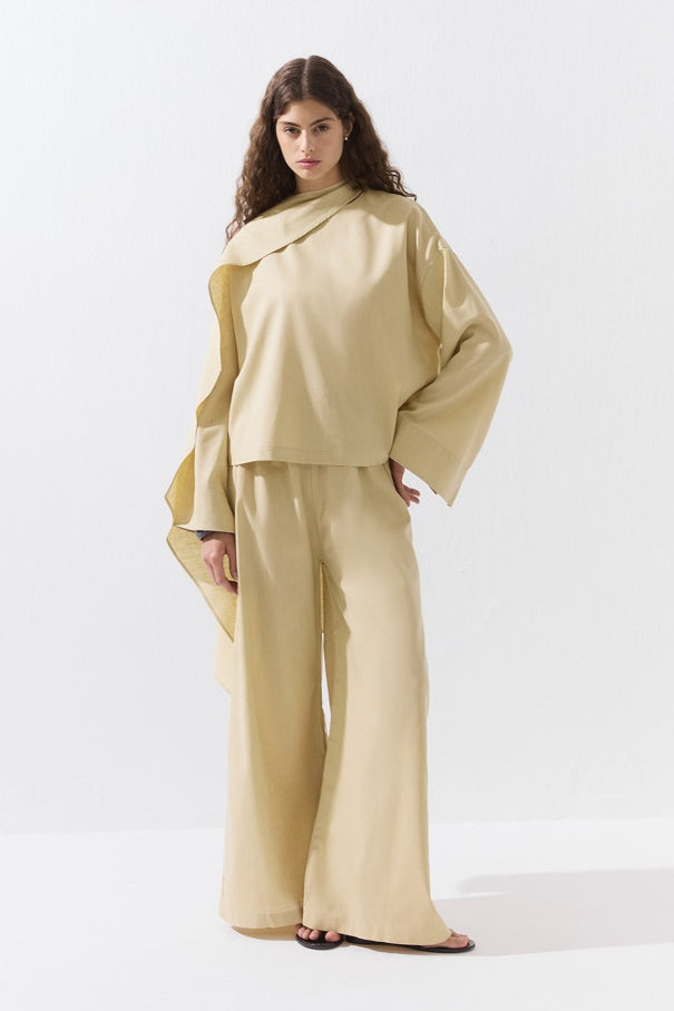 Cape Detail Blouse Beige