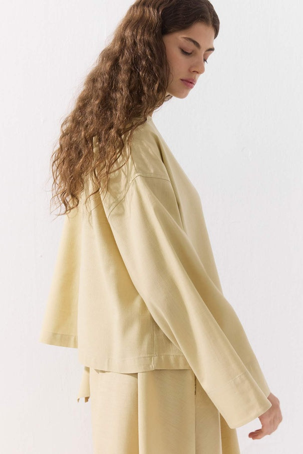 Cape Detail Blouse Beige