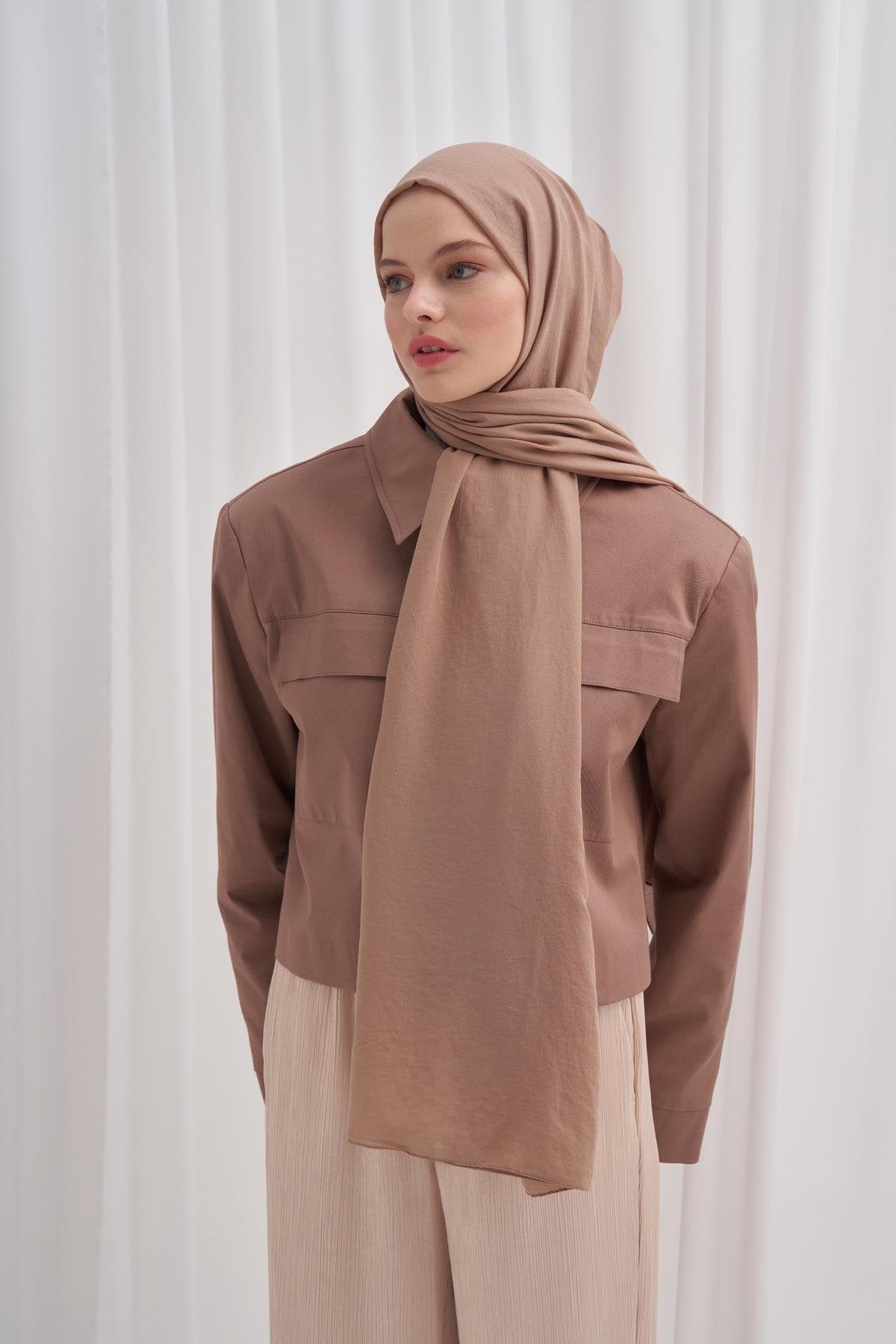 Organic Crinkled Scarf Taupe