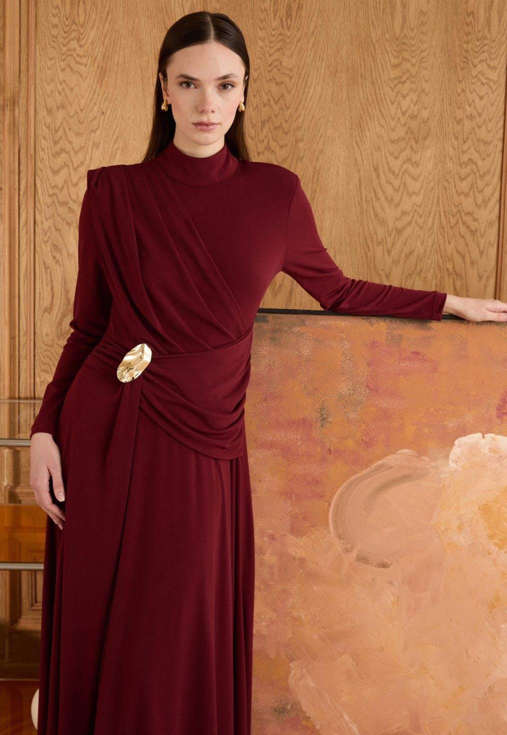 Draped Dress Burgundy