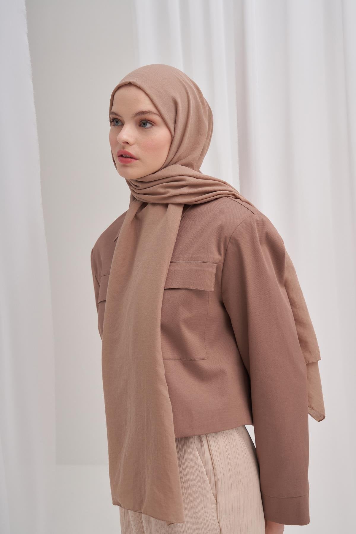Organic Crinkled Scarf Taupe