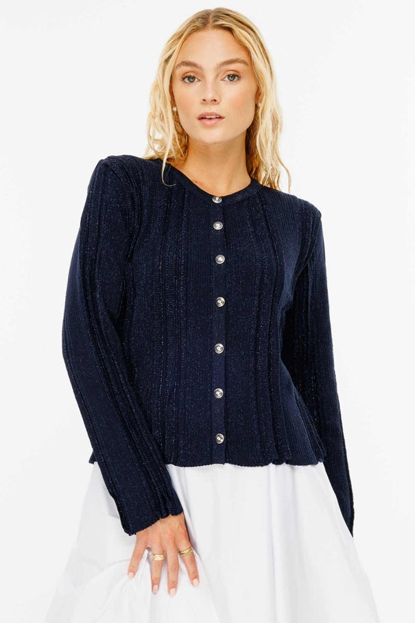 Navy blue Vest With Pleat Detail