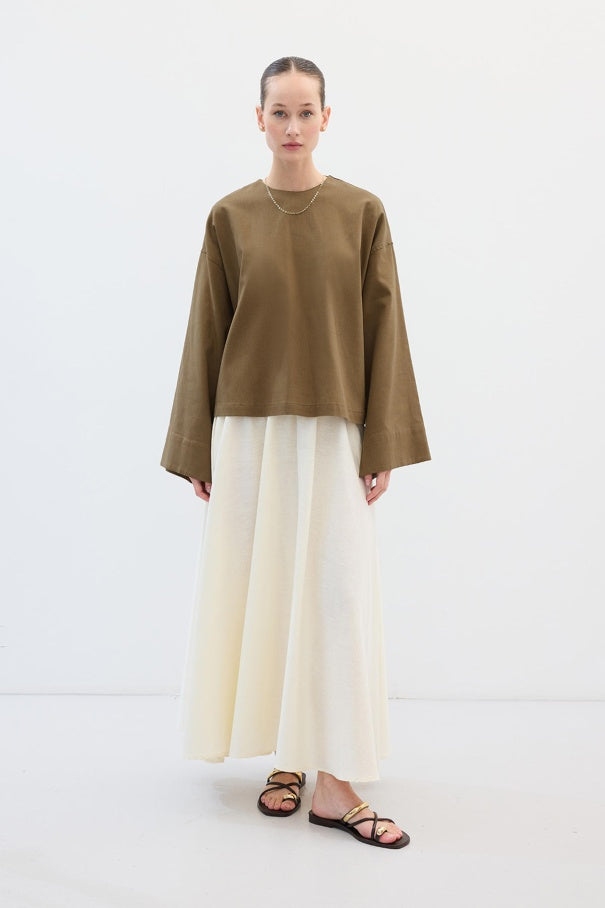 Cape Detail Blouse Khaki