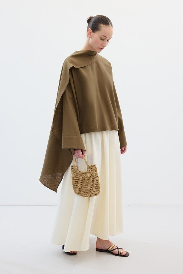 Cape Detail Blouse Khaki