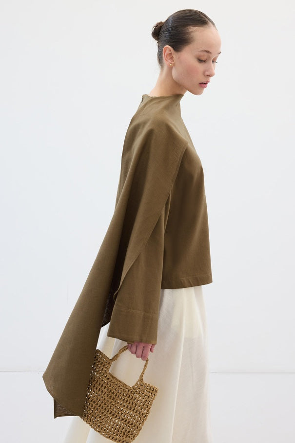 Cape Detail Blouse Khaki