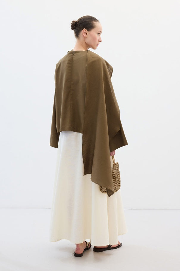 Cape Detail Blouse Khaki