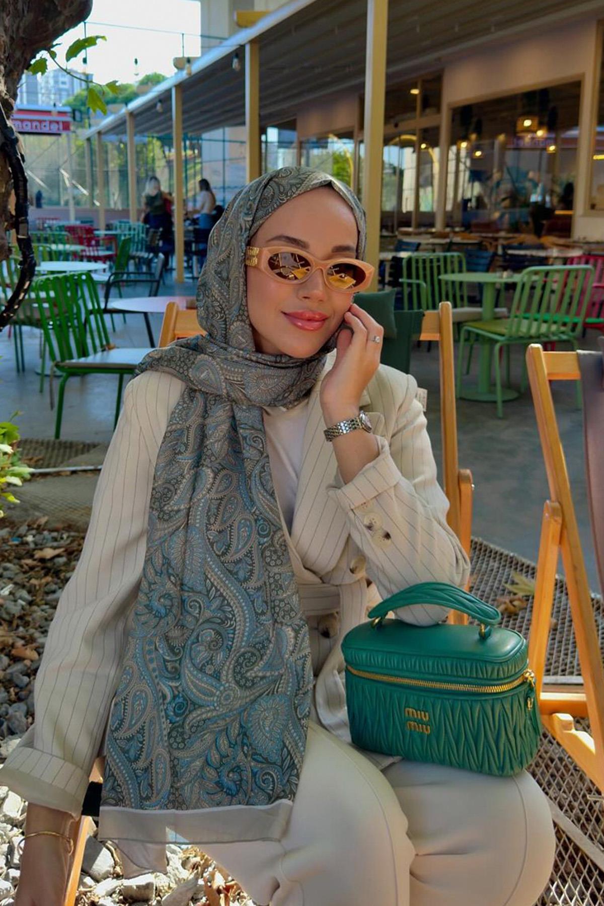 Nilla Cotton Scarf Vega Green