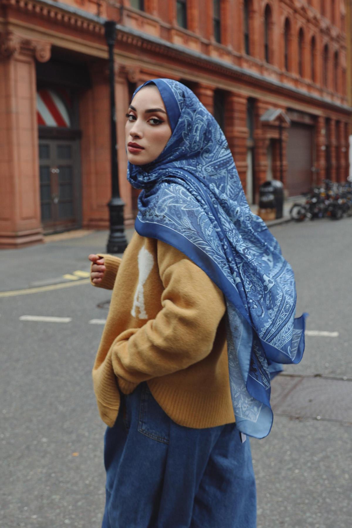 Nilla Cotton Scarf Diamond Blue
