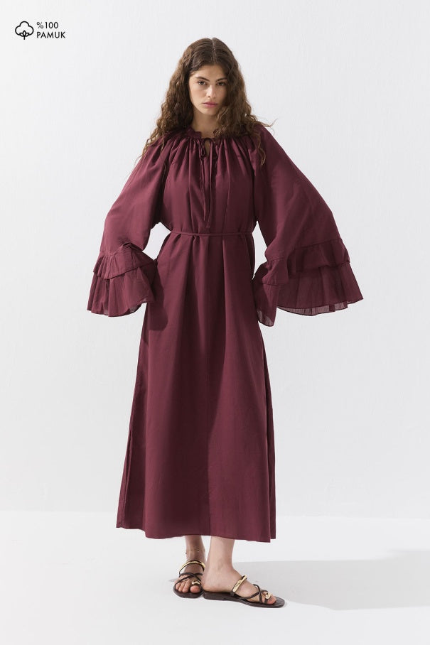 Burgundy Voile Dress