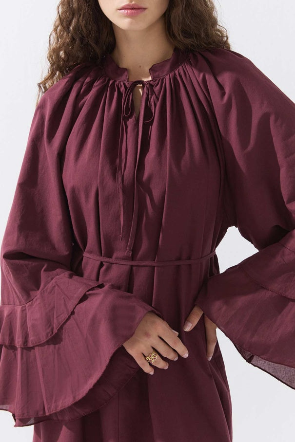 Burgundy Voile Dress