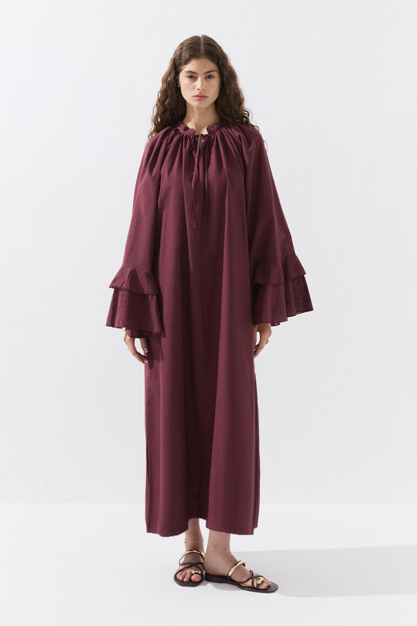 Burgundy Voile Dress