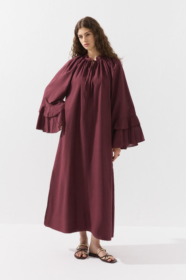 Burgundy Voile Dress