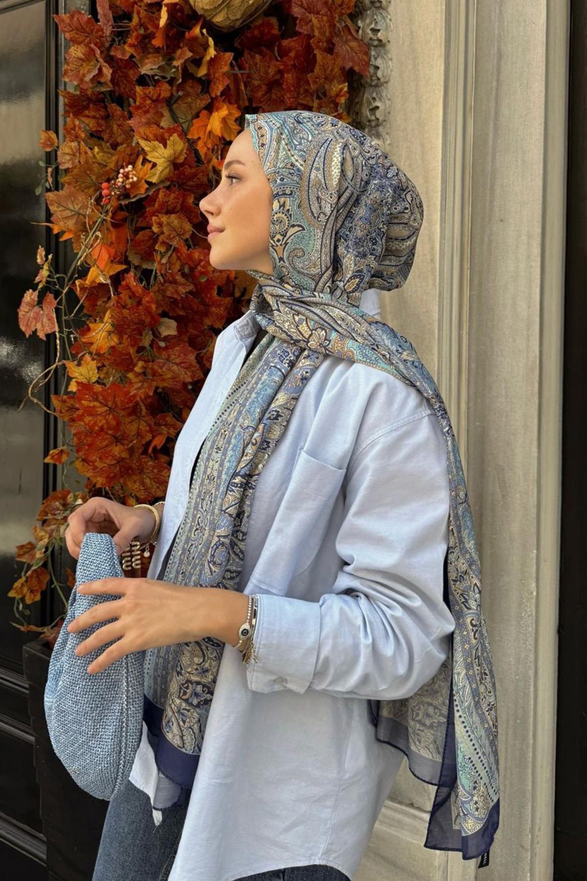 Nilla Cotton Scarf Cappadocia Blue