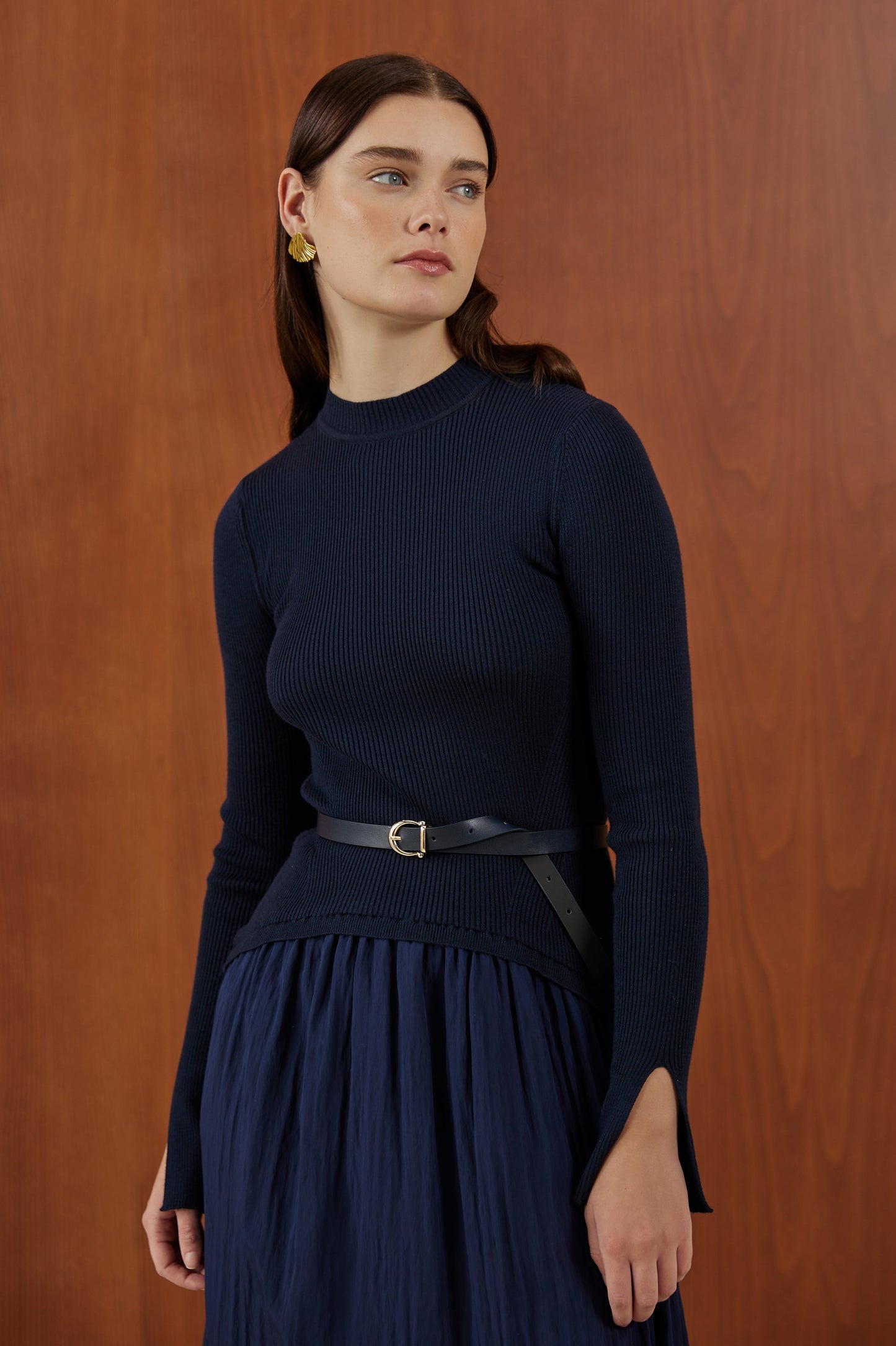 Blue Knitted Balloon Dress