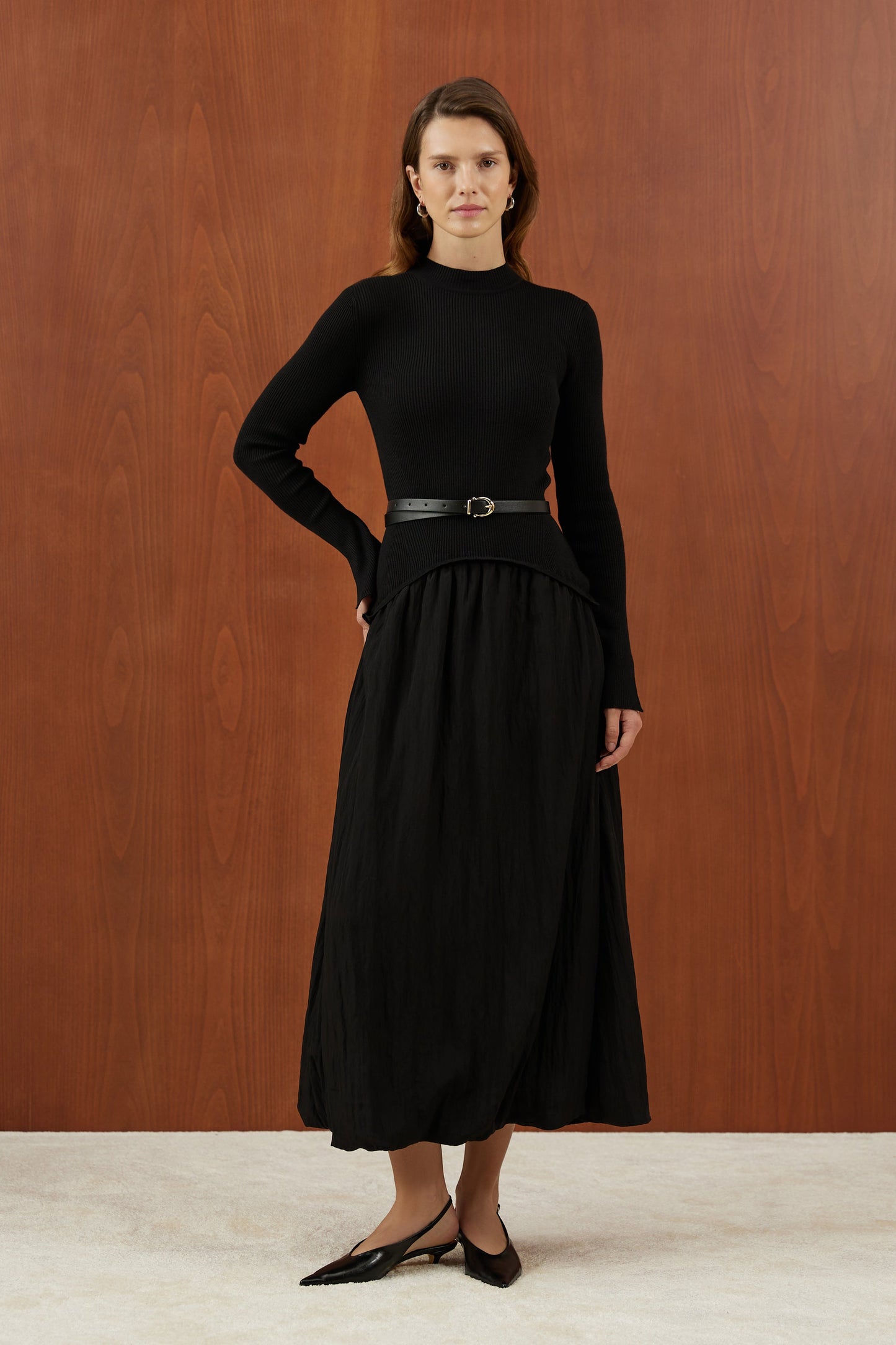 Black Knitted Balloon Dress