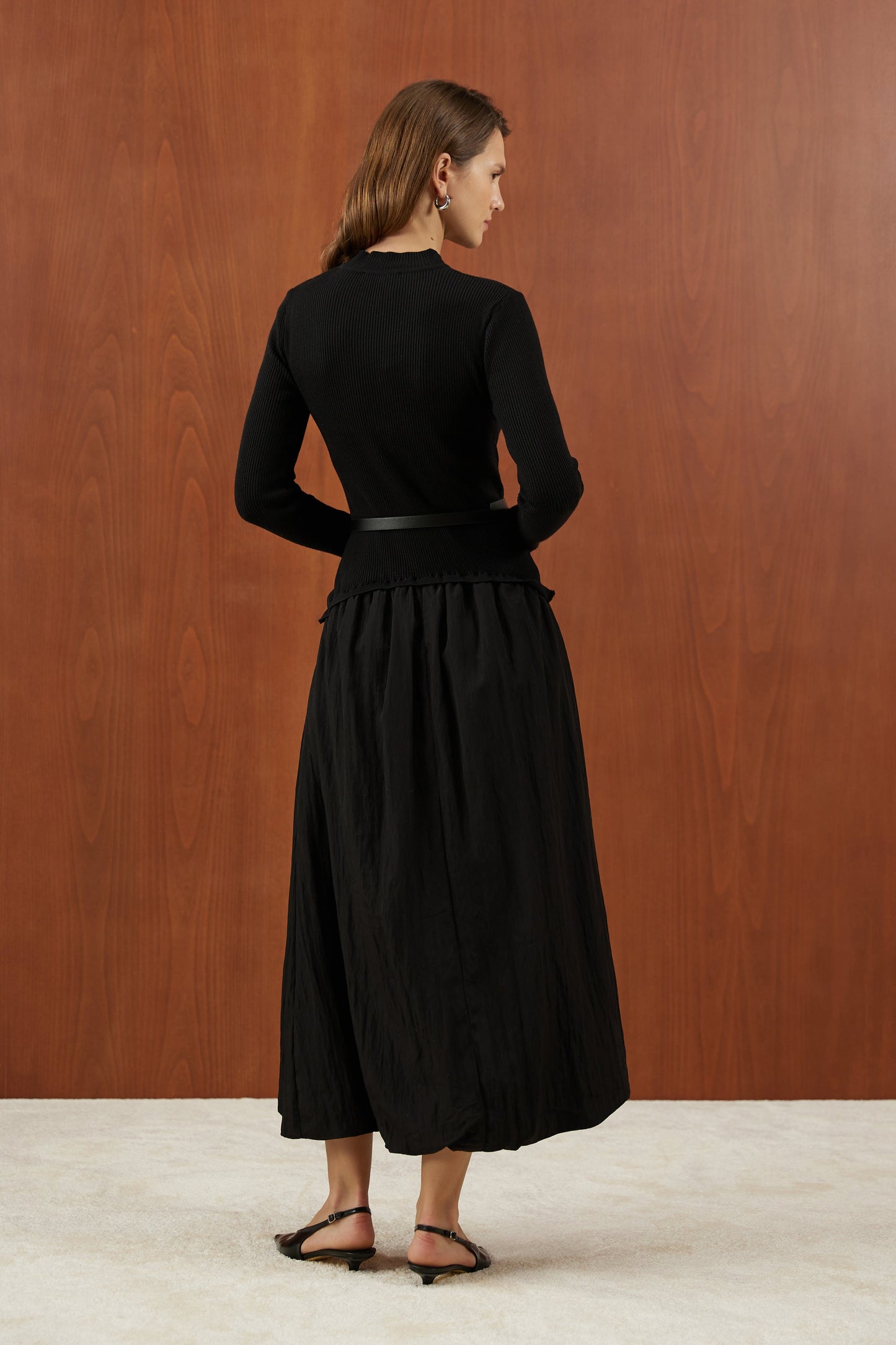 Black Knitted Balloon Dress