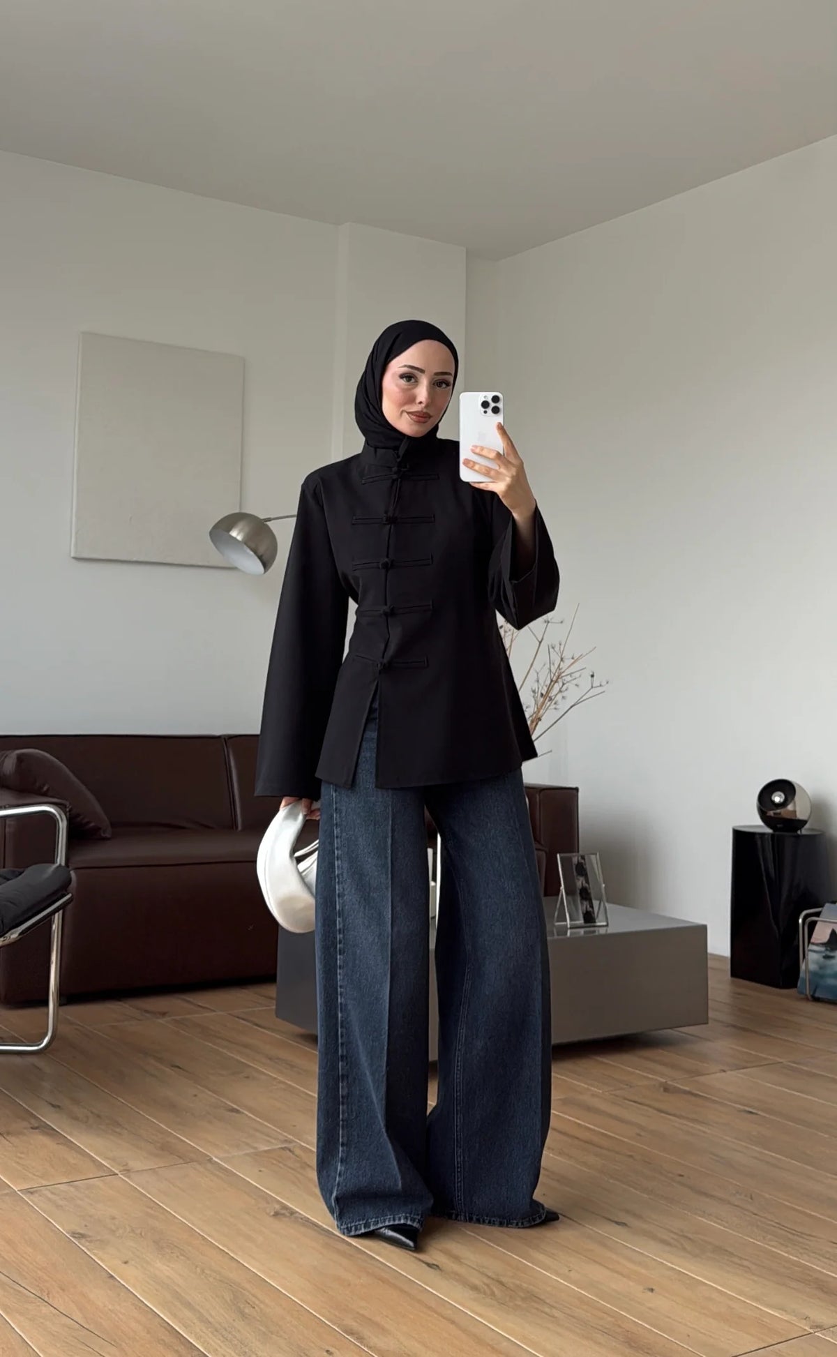 Blouse with Decorative Buttons Black