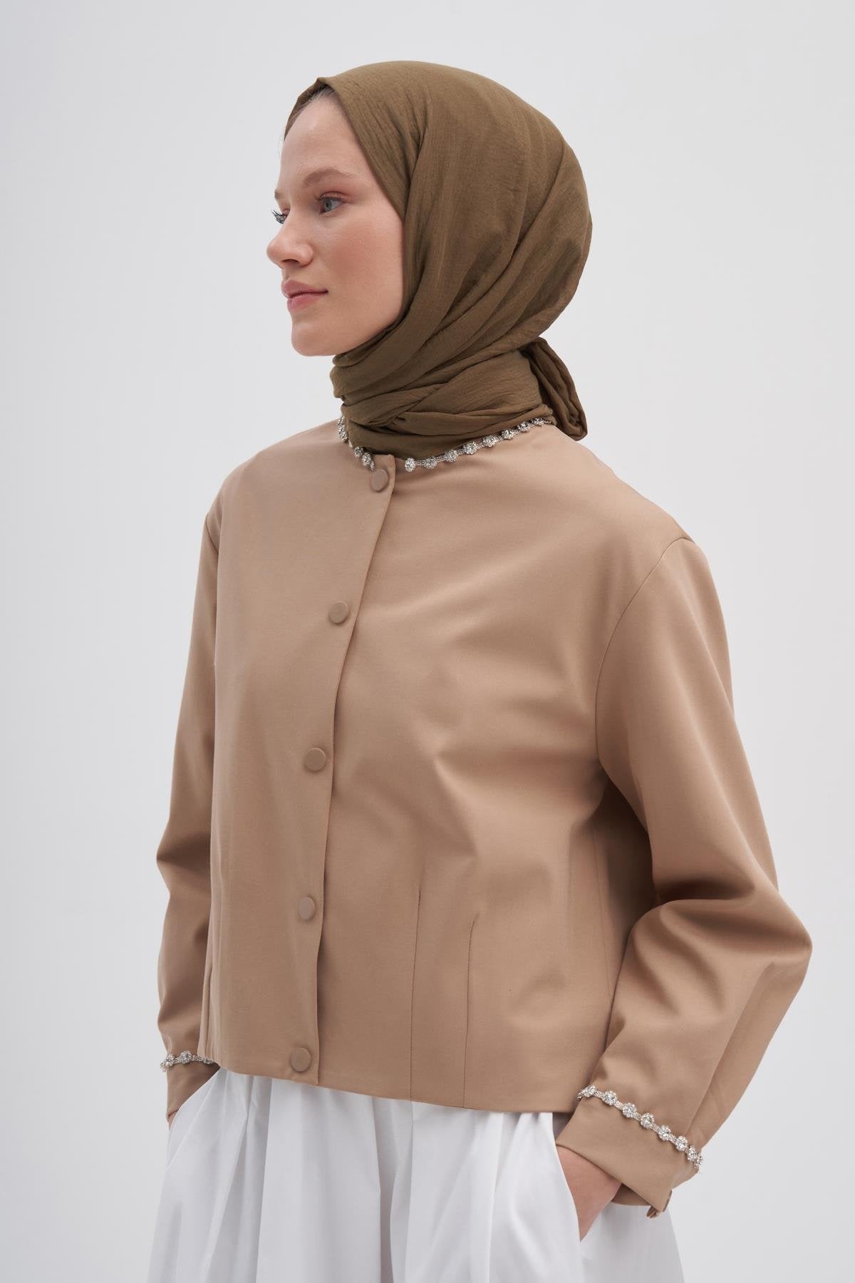 Organic Crinkled Scarf Walnut