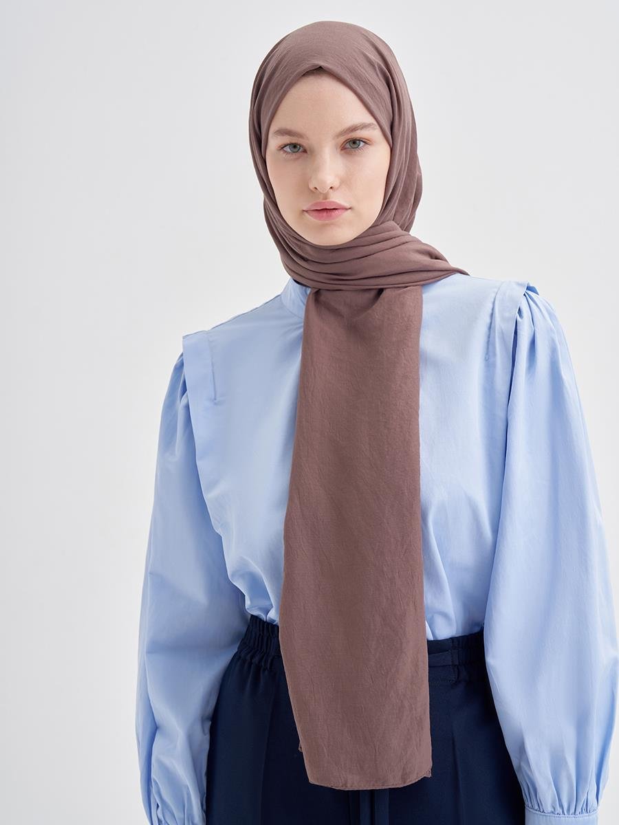 Organic Crinkled Scarf Soft Brown