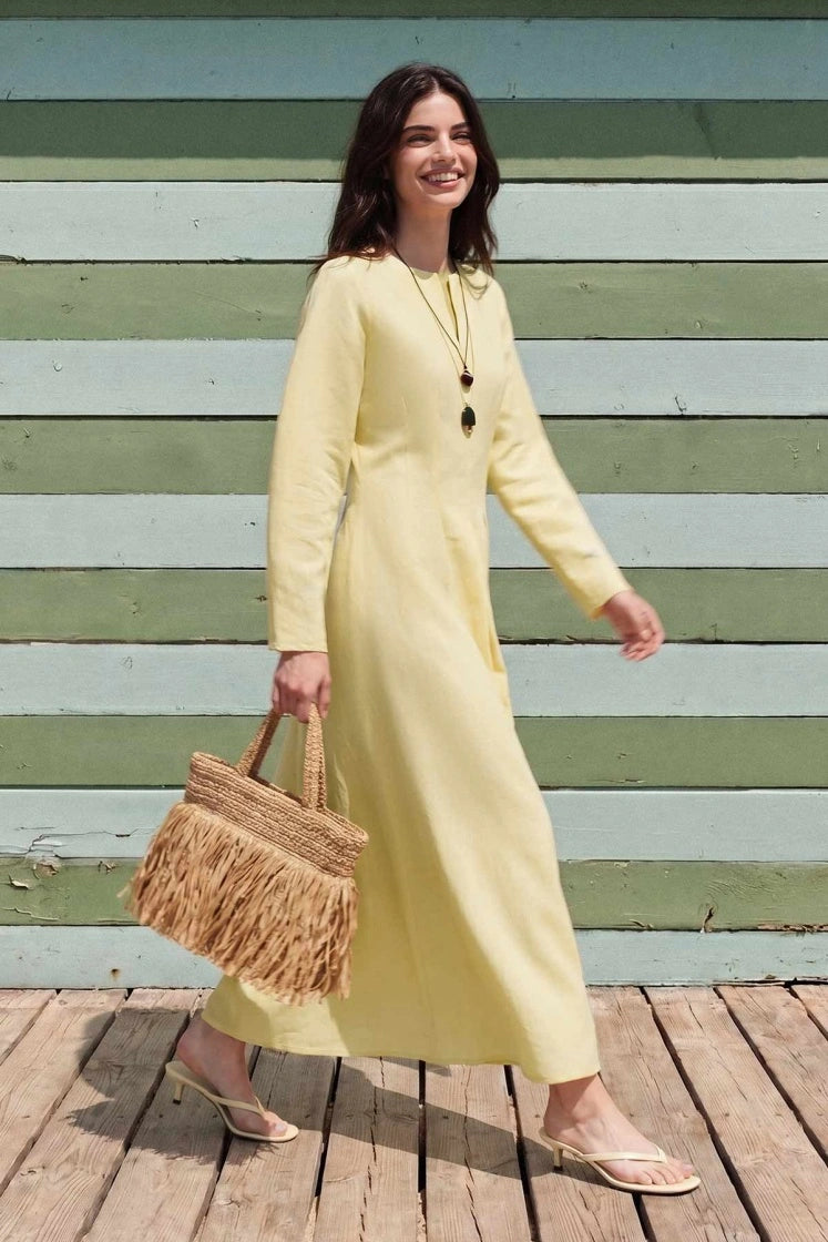 Lyocell Linen Pastel Yellow Dress
