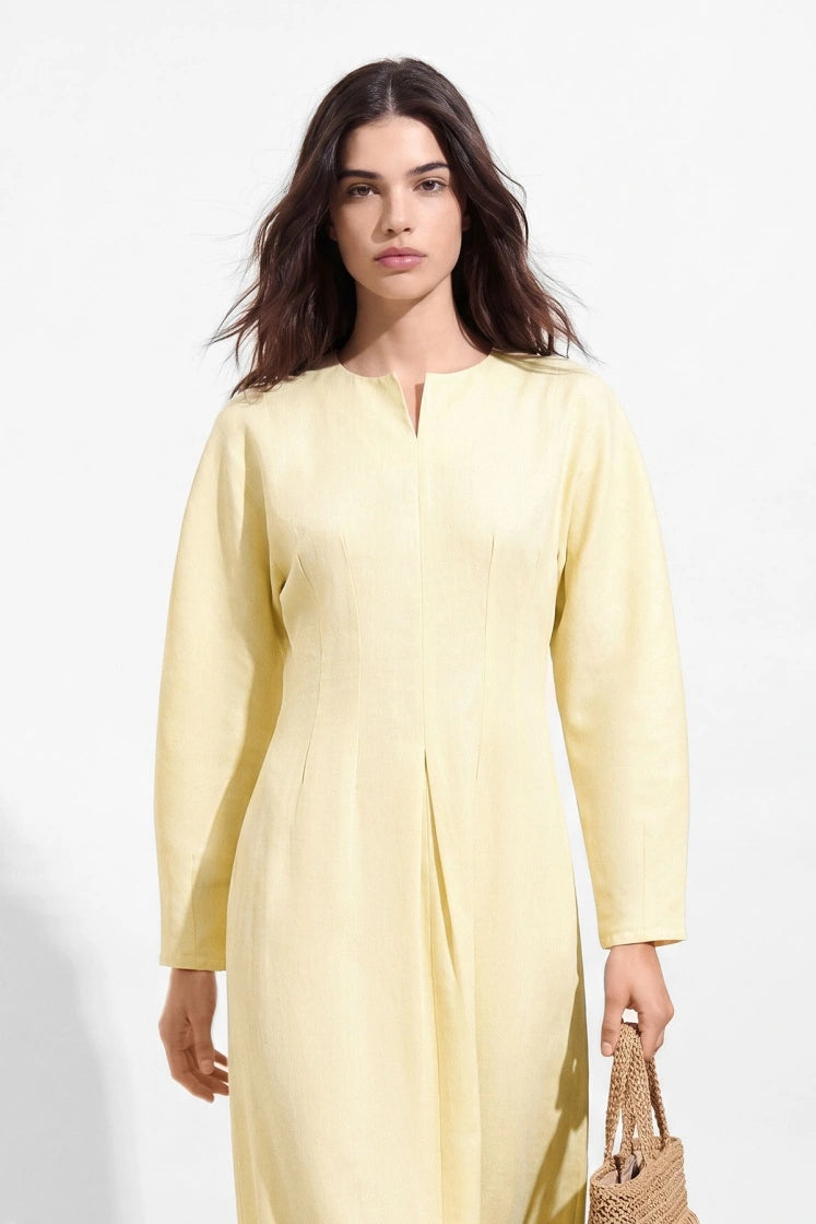 Lyocell Linen Pastel Yellow Dress