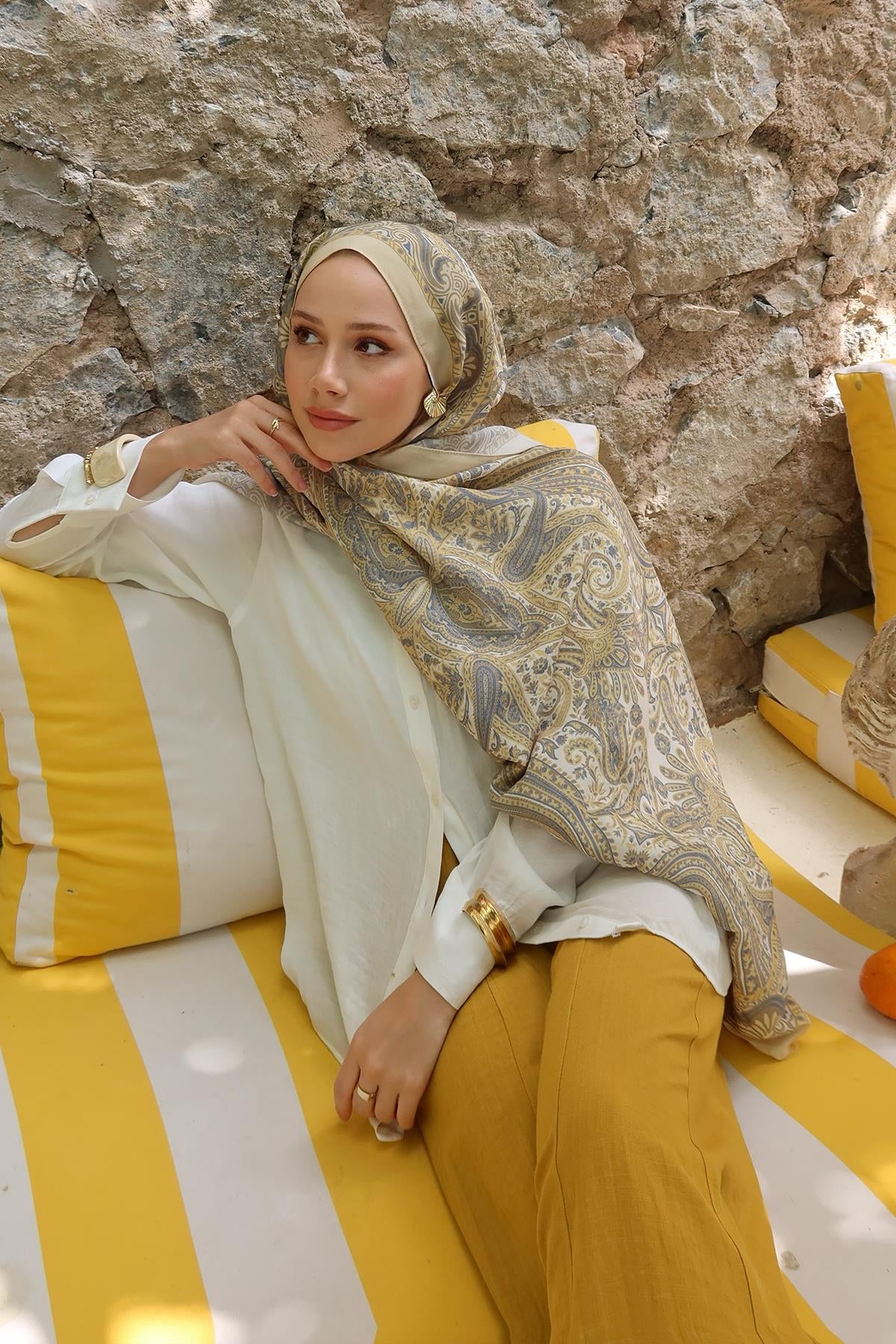 Nilla Cotton Scarf Ravena Lemon