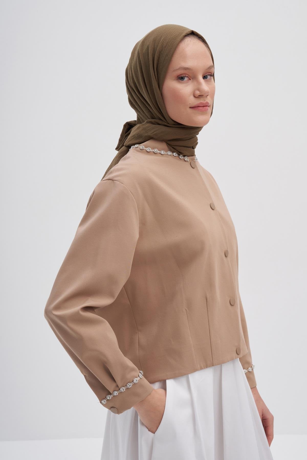 Organic Crinkled Scarf Walnut