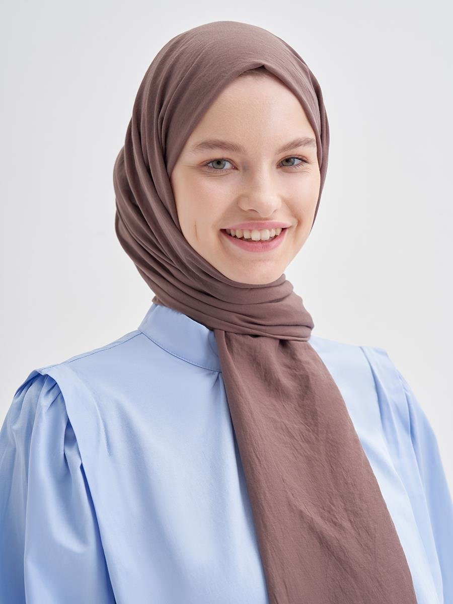 Organic Crinkled Scarf Soft Brown