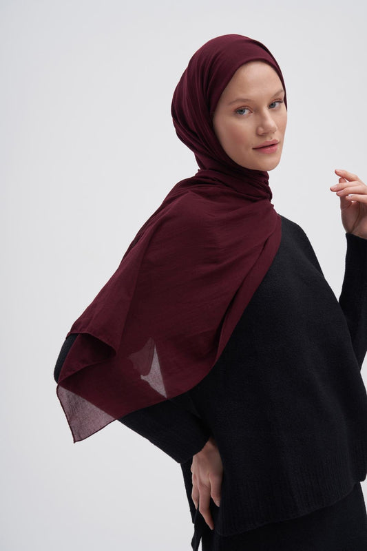 Organic Crinkled Scarf Dark Burgundy