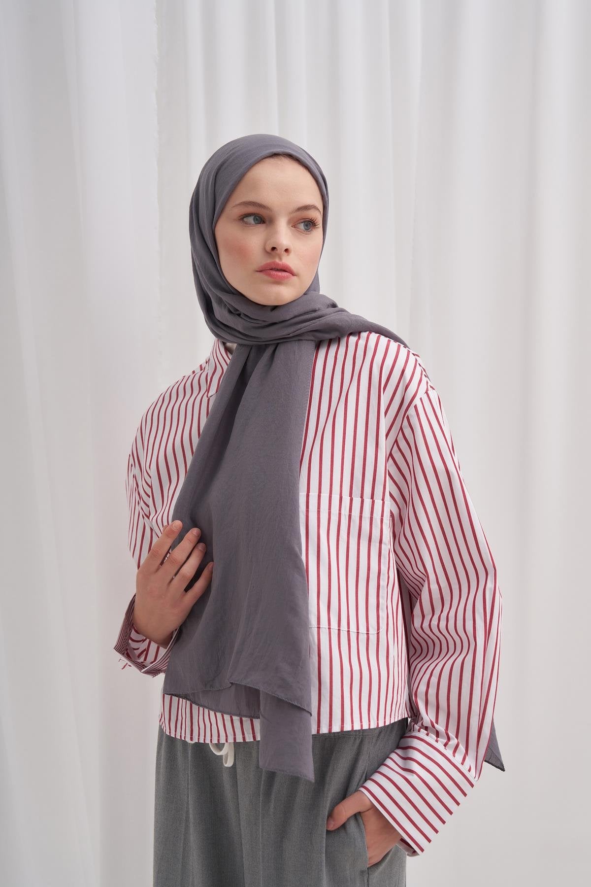 Organic Crinkled Scarf Grey