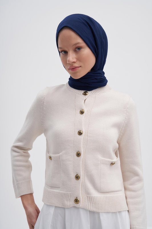 Organic Crinkled Scarf Dark Navy