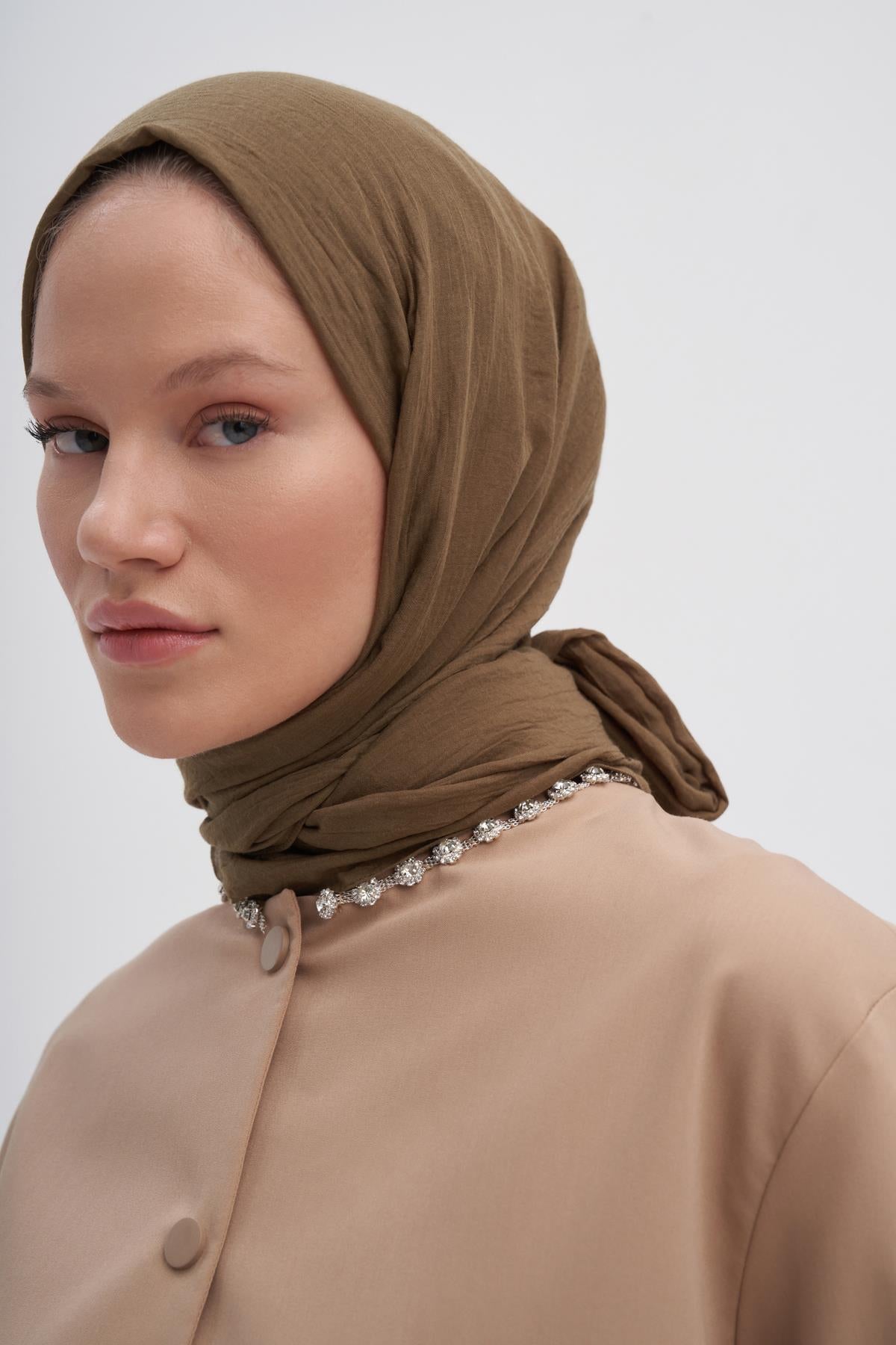 Organic Crinkled Scarf Walnut