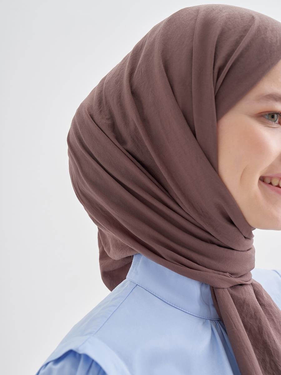 Organic Crinkled Scarf Soft Brown