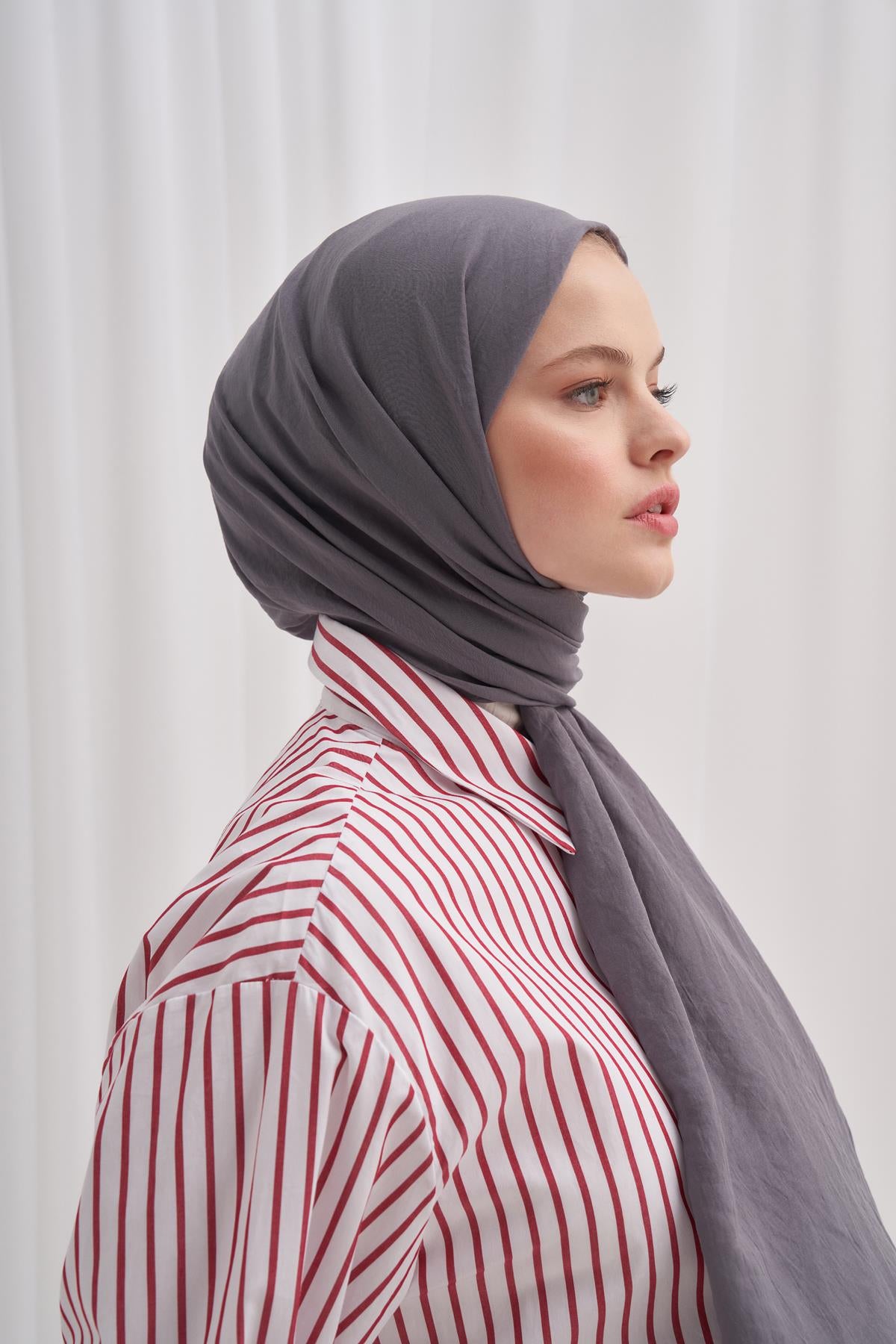 Organic Crinkled Scarf Grey