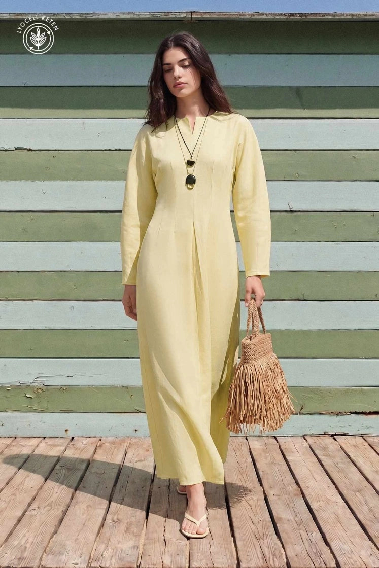Lyocell Linen Pastel Yellow Dress